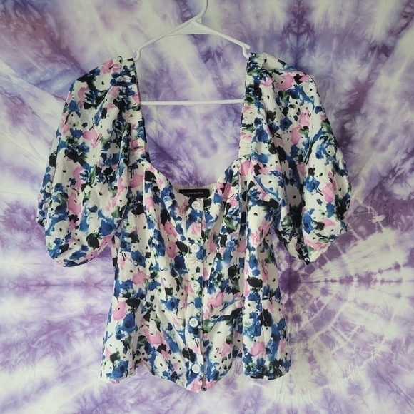 BCBGMaxAzria Women's Floral Peplum Top Size Medium - Picture 2 of 14